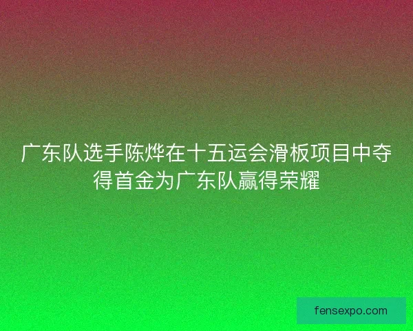 广东队选手陈烨在十五运会滑板项目中夺得首金为广东队赢得荣耀